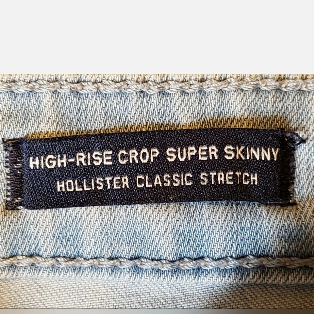 ❤️ HOLLISTER  JUNIORS DISTRESSED HIGH-RISE CROP SUPER SKINNY JEANS 1R W 25 L 26 - Picture 10 of 11